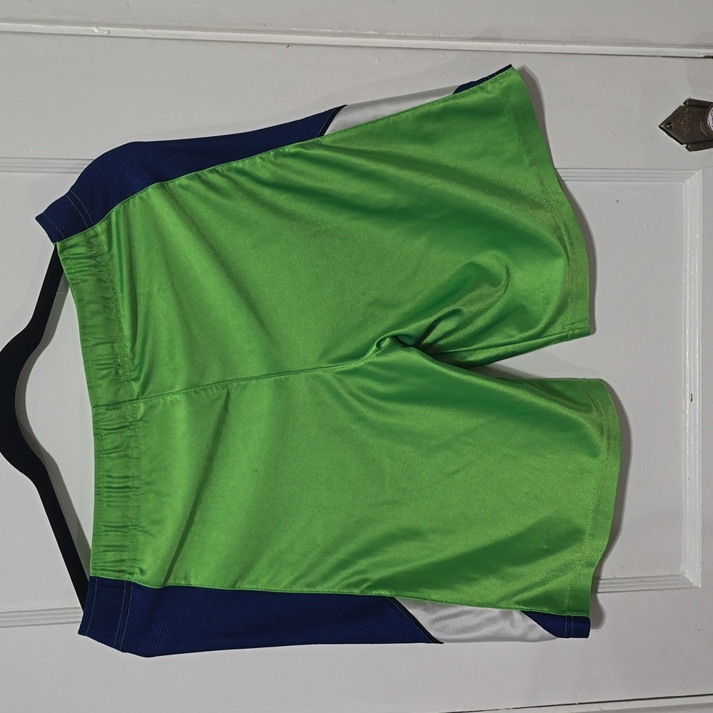 Nike. Mens Green, blue and white shorts. Size S. They have a tie inside. - Picture 2 of 5